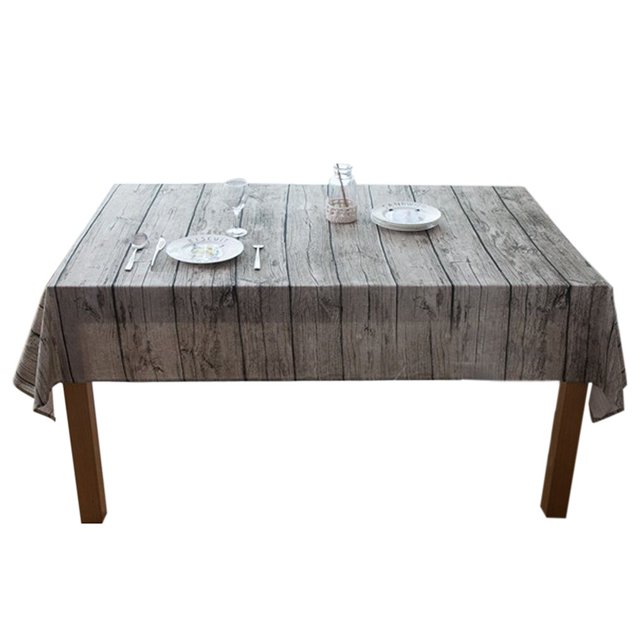 Wweixi Rétro Bois Grain Carré Forme Nappe Maison Rétro Carré Nappe Tissu de Lin de Coton Maison Salle à Manger Table Couverture de Tissu