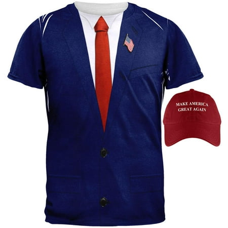 President Donald Trump Costume Shirt And Hat Bundle