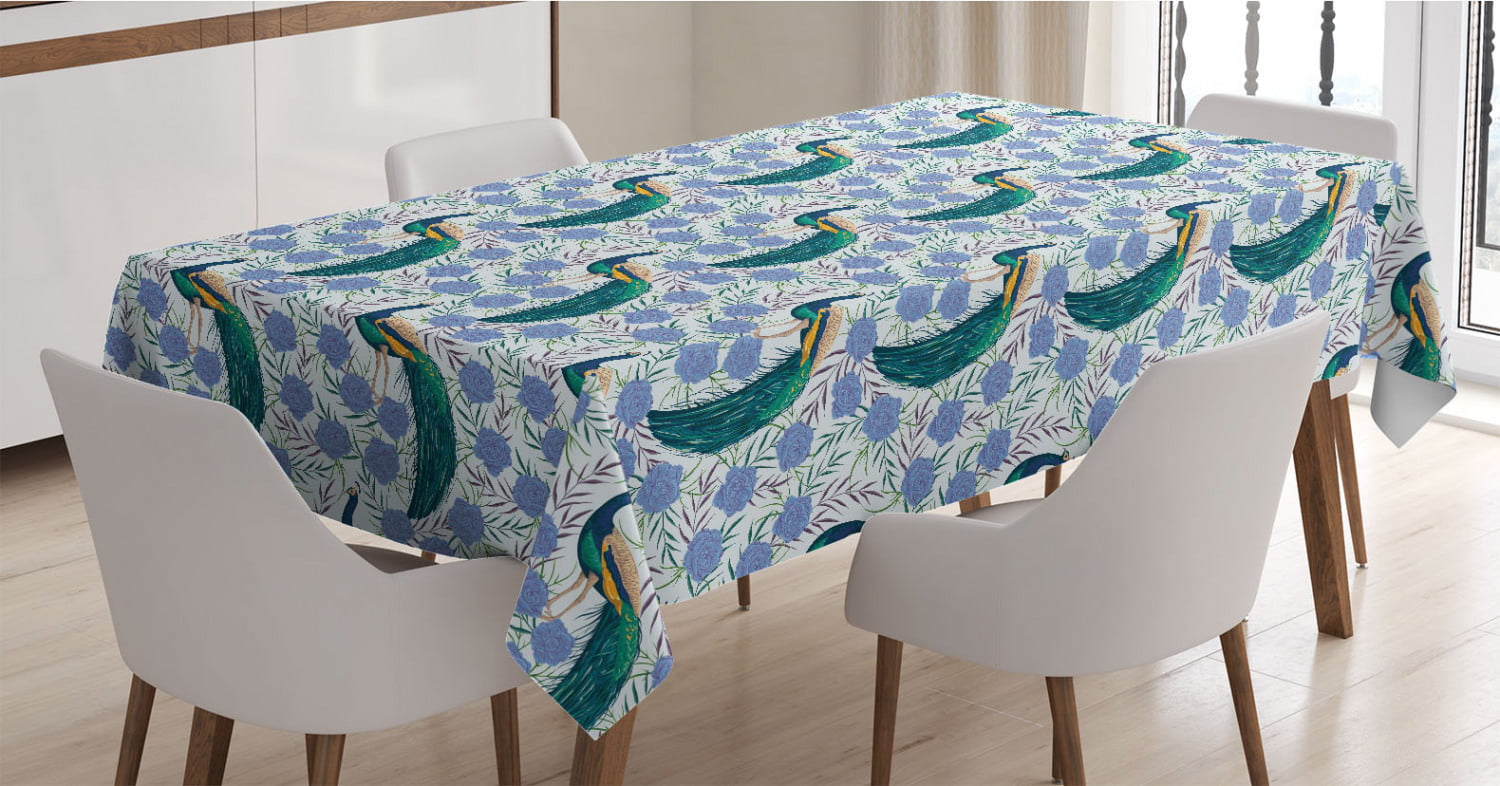 Garden Illustration Different Colorful Wild Flowers in Meadow Floral Pattern Multicolor Rectangle Satin Table Cover Accent for Dining Room and Kitchen 60 X 90 Ambesonne Botanical Tablecloth