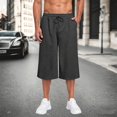 thumbnail image 2 of uvwlwu Men Baggy Capri Sweatpants Elastic Waist Loose Athletic Shorts with Side Pockets for Workout Gym Daily Casual Wear,L, 2 of 6