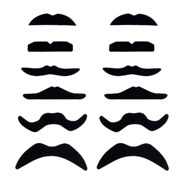BELOVING 12 Pcs Moustache d'Halloween Déguisement Simulation Poils du Visage pour Fête Jeu de Rôle Noir