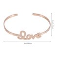 thumbnail image 2 of Pulsera abierta para mujer Sin chapada en cobre con decoración de letras de amor oro rosa, 2 of 8