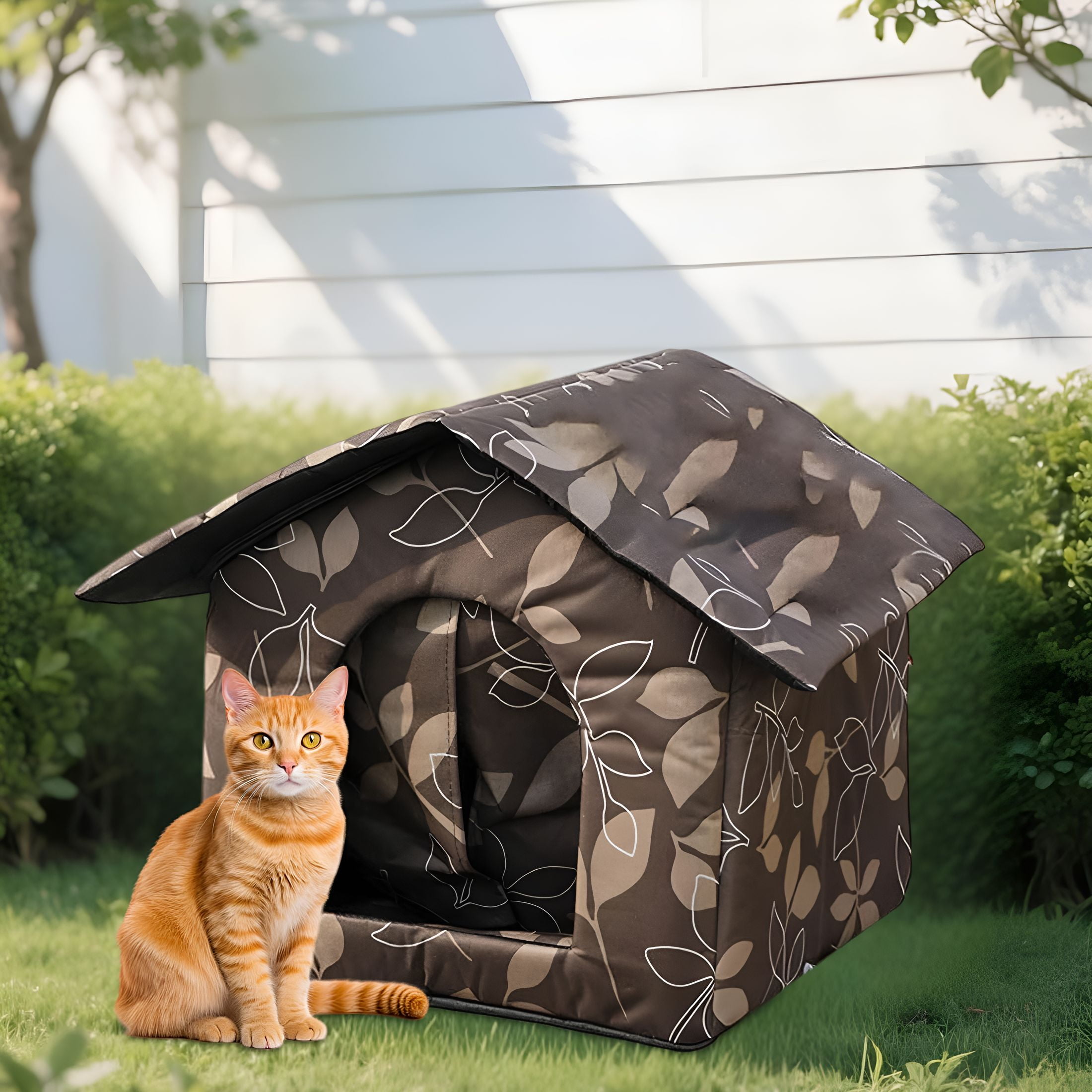 XIBUFE Insulated Outdoor Cat Shelter for Winter - Waterproof Feral Cat House with Thermal Warmth, Weatherproof Stray Pet Shelter with Foldable Design and Easy Clean Interior