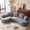 Gray, variant on 122" Curved Corner Sofa with Chaise Lounge, Modern Luxury Lambswool Sofa, Perfect for the Living Room, Includes 5 Pillows, Extra-Thick, Deep-Seated 4-Seater Sofa.