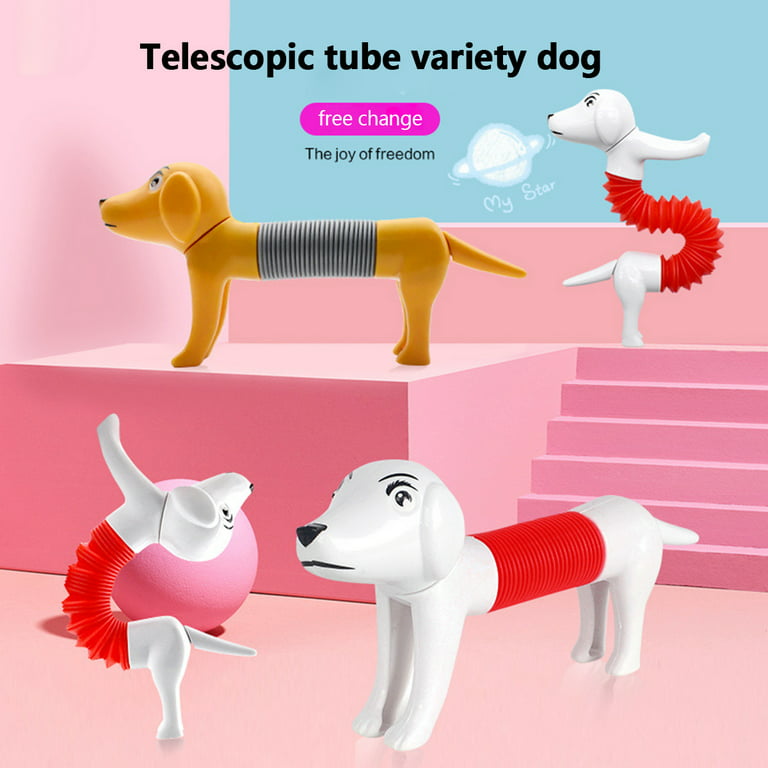 Spring Dog Toy 4pcs Pop Tubes Spring Dogs Stress Relief and