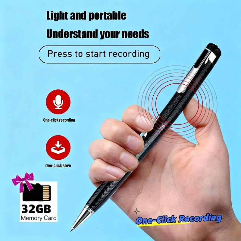 Professional Noise-Canceling Digital Voice Recorder - 32GB MP3 Player, Voice Control, One-Touch Recording for Students & Journalists