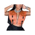 thumbnail image 2 of Sunloudy - Chaleco informal sin mangas para mujer, a la moda, con hebilla de color sólido, bolsillo, ombligo expuesto Sunloudy S M L XL, 2 of 8