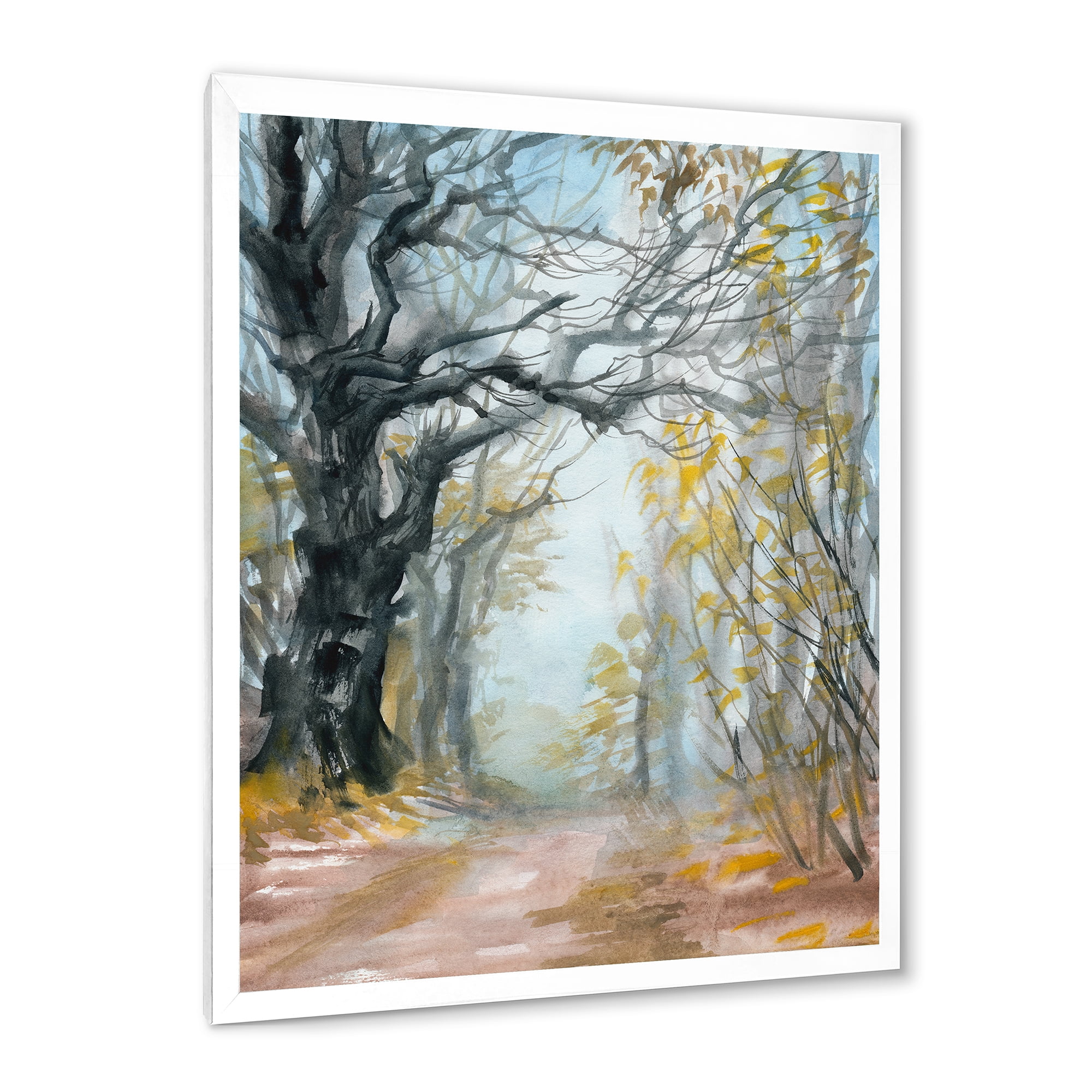 Designart 'Autumn in Misty Forest' Lake House Framed Art Print