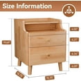 thumbnail image 3 of Nightstand with Drawers, Pre-Assembled, Natural Solid Wood Night Stand with Open Sliding Shelf, Mid Century Modern Small Bedside Table Cabinet for Bedroom, End Side Table, Natural Oak, 3 of 8