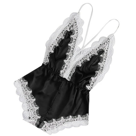 

ABIDE Sexy Lingerie Women Deep V-neck Underwear Mesh Lace Girl Bodysuit