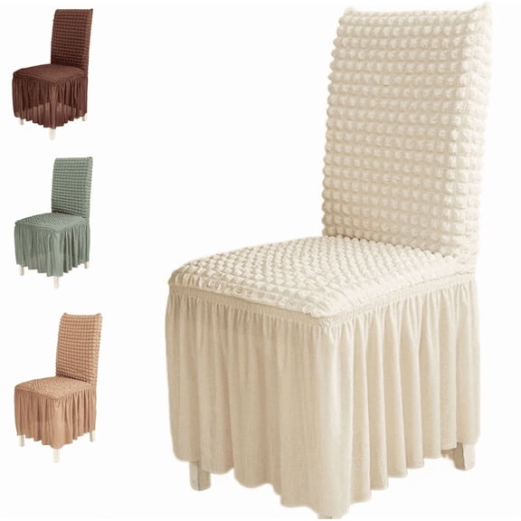 Dorm Room Chair Cover, Stretch Elastic Dining Chair Cover With Skirt
