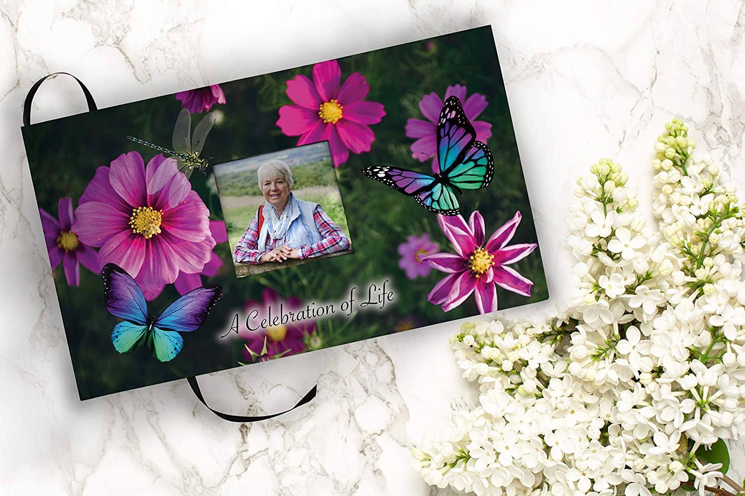 Magical Garden Matching Themed 'Celebration of Life' Guest Book for Funeral or Memorial Service Funeral Guest Book with Photo Slot