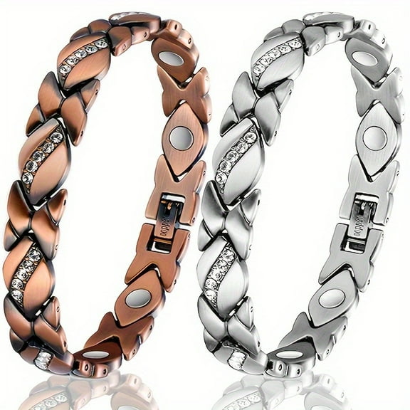 Magnetic Copper Bracelets for Women,Bronze Silvery