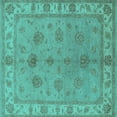 thumbnail image 1 of Ahgly Company Machine Washable Indoor Square Oriental Turquoise Blue Industrial Area Rugs, 6' Square, 1 of 4