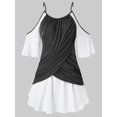thumbnail image 1 of Tamaño más Cold Shoulder Tulip dos tonos camiseta Rosegal  Camisetas tallas grandes, 1 of 5