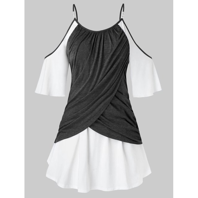 Tamaño más Cold Shoulder Tulip dos tonos camiseta Rosegal Camisetas tallas grandes