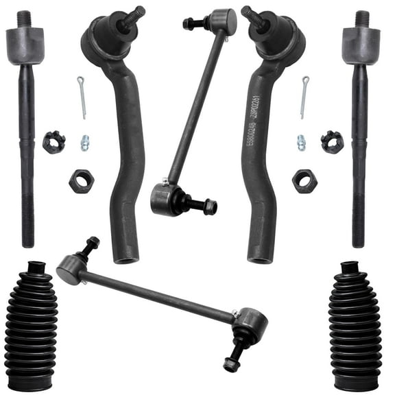 Detroit Axle - Front 8pc Suspension Kit for 09-14 Nissan Cube, 07-12 Versa, 2 Sway Bars 4 Outer and Inner Tie Rods 2 Rack and Pinion Boots 2007 2008 2009 2010 2011 2012 2013 2014 Replacement