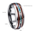 thumbnail image 4 of Fashion Unisex Wooden Abalone Shell Titanium Steel Ring Wedding Party Jewelry, 4 of 9