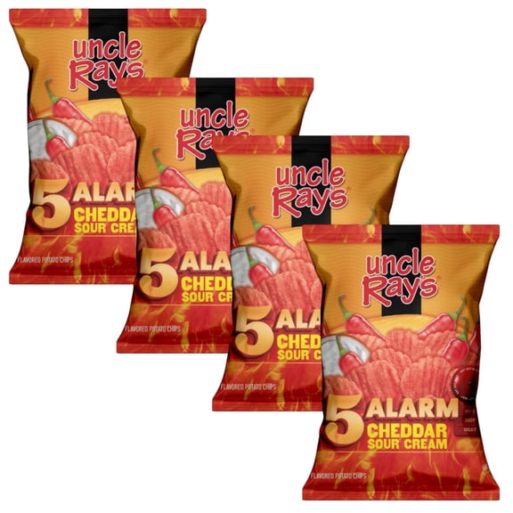 ( 4 Pack ) Uncle Ray's Potato Chips, Cheddar Sour Cream, 5 Alarm 3 Oz
