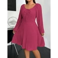 thumbnail image 6 of SIEANE Women's Plus-Size Casual Crew Neck Autumn Long Sleeve Stretch Knit MIDI Dress 1X-4X, 6 of 7