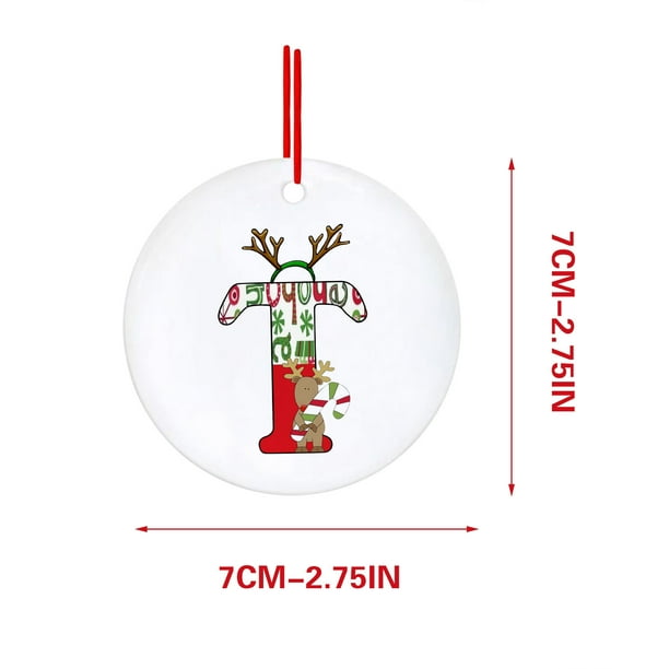 Decoraciones Del Árbol de Navidad con 26 Letras Del Alfabeto, Rojo Acrílico Fawn Colgante Ornamentos para el Hogar, Decoración Personalizada Del Árbol de Navidad para la Temporada de Vacaciones