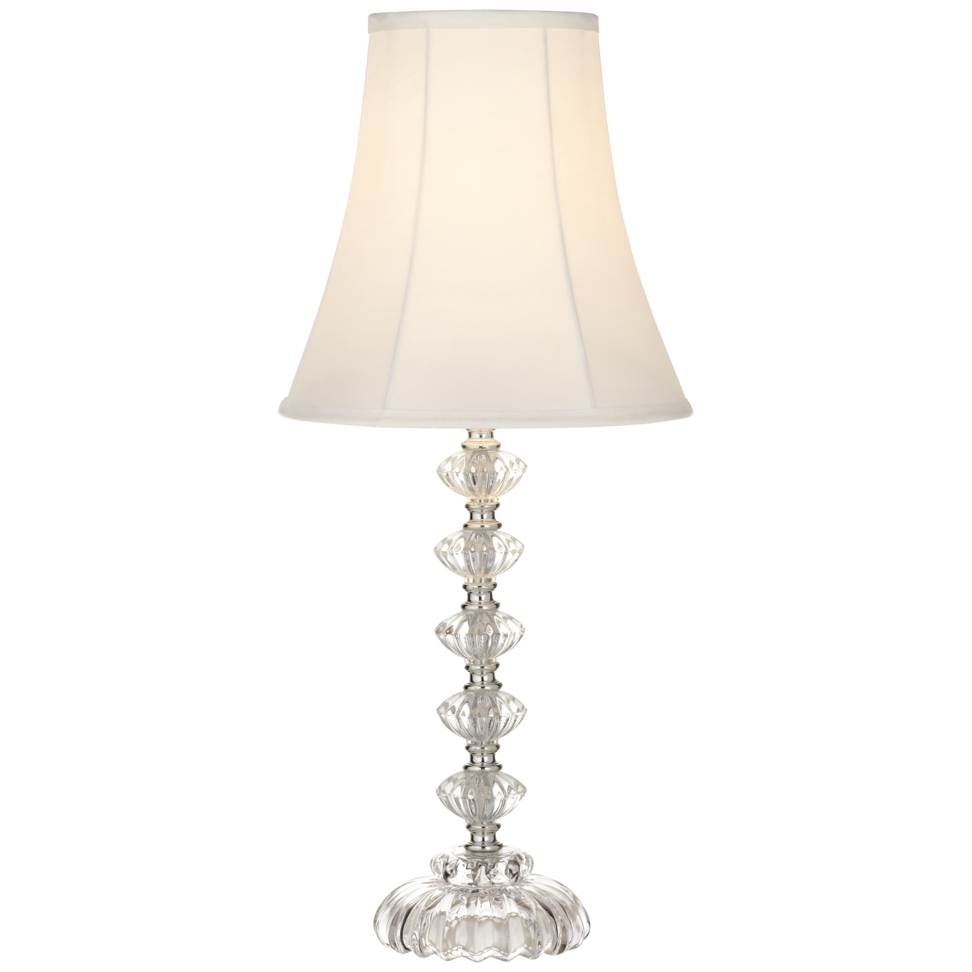 360 Lighting Bohemian Country Cottage Accent Table Lamp 21" High Clear Stacked Glass Off White Bell Shade for Bedroom Living Room Bedside Nightstand