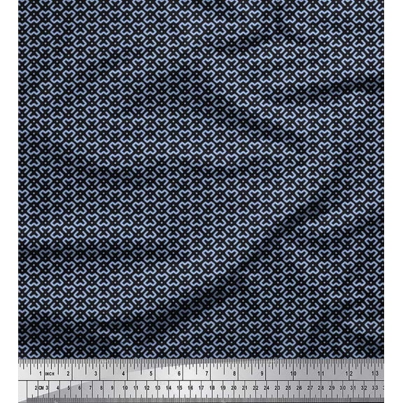 Soimoi Cotton Duck Fabric Dot & Geometric Small Printed Fabric 1 Yard 42 Inch Wide