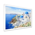 thumbnail image 2 of Designart "Greek Isles Village Blue and White Beauty III" Landscapes Framed Wall Art Decor - Country Blue Greece Entryway Framed Wall Art Print, 2 of 6