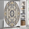 thumbnail image 3 of Bohemian Yellow Blue Flowers Fabric Shower Curtain Vintage Ethnic Style Washable Shower Curtains for Bathroom, Waterproof Bath Curtain with Hooks Home Decor 72x84in, 3 of 8