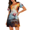 thumbnail image 1 of Disketp Oil Painting Colorful Hamster para Camisón Corto de Manga Corta para Mujeres, Camisón Cómodo con Escote Redondo, Bonito y Confortable, 1 of 6