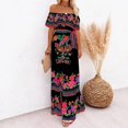 thumbnail image 1 of Robe Longue Style Mexicain à Épaules Dénudées pour Femmes, Mode Décontractée, Vacances, Manches à Volants, Imprimé de Fleurs, Robe Maxi (X-Grand Jaune), 1 of 6