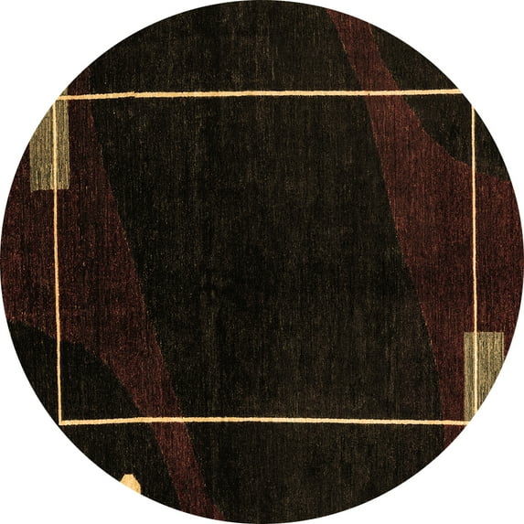 Ahgly Company Indoor Round Oriental Brown Modern Area Rugs, 3' Round