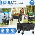 thumbnail image 2 of Foldable Wagon Cart, Collapsible Wagon Utility Cart with All-Terrain Wheels for Grocery Shopping, Camping, Fishing, Travel, Heavy Duty, 130L, Black, 2 of 10