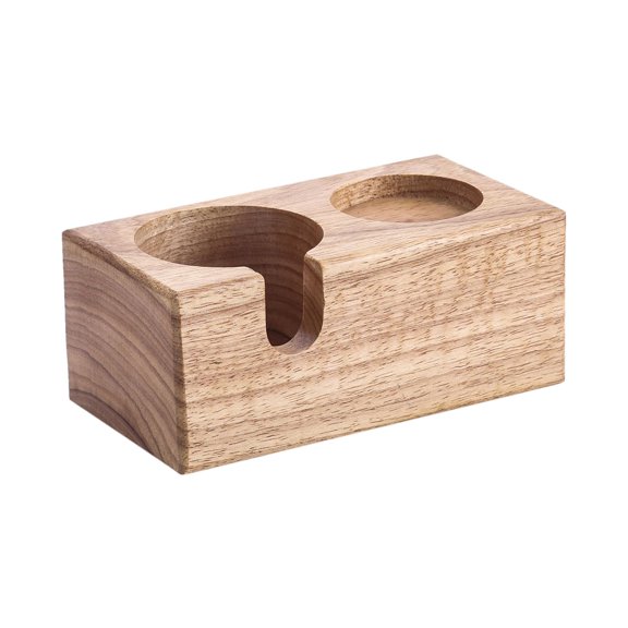 Coffee Tamper Holder Bracket Accessory Stand Rustic Barista Tools for , Home, Coffee Shop , Wood color 2 holes A
