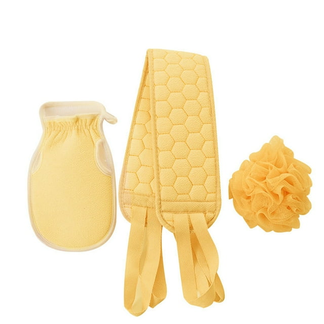 Handle Body Washer Dual-Sided Back Washer Back Scrubber with Glove & Shower Ball