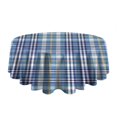 thumbnail image 5 of Blue White and Yellow Checkered Pattern Round Tablecloth 60"x60",Wrinkle Wipeable Table Cloth for Kitchen Dining Room Picnic Patio Party, 5 of 6