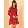 thumbnail image 2 of Allegra K Vestido mini de verano de manga larga con volantes y lunares elástico en la parte superior del cuerpo para mujer rojo XL Unique Bargains Vestir, 2 of 6