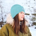 thumbnail image 2 of Gorro de punto unisex para mujer y hombre, con puños del Reino Unido, color liso, básico, para invierno, para cabeza grande, holgado, térmico, resistente al viento, grueso, 2 of 3