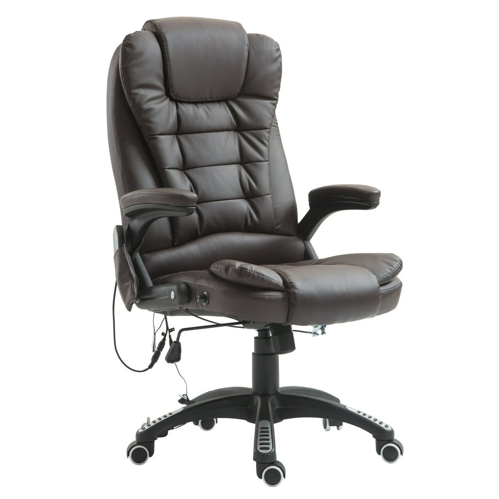 High Back Faux Leather Adjustable Heated Executive Massage Office Chair Dark Brown