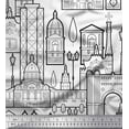 thumbnail image 1 of Soimoi Black Georgette Viscose Fabric Street Light & Monuments Architectural Fabric Prints By Yard 42 Inch Wide, 1 of 3