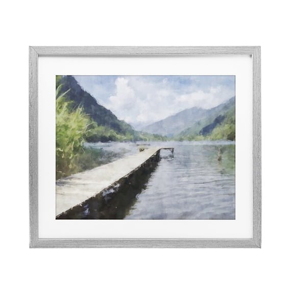 Stupell Industries Dappled Lake Dock Gray Framed Print Under Glass, design by Kim Curinga