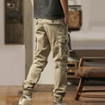 thumbnail image 3 of gbyLJF Hiking Long Pant for Men Solid Color Straight Fit Trousers Muilti Pockets Outdoor Mens Cargo Pant, 3 of 4