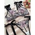thumbnail image 3 of Conjunto de lencería con bordado de mariposas, sujetador de malla sin forro y tanga de tiras, lencería y ropa interior sexy para mujer, 3 of 4