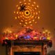 thumbnail image 2 of Telaraña de 60 LED, 3,25 pies de diámetro, ilumina la telaraña, decoración de Halloween, juguete de araña de peluche negro, luz naranja impermeable a batería para decoración de paredes en interiores y, 2 of 5
