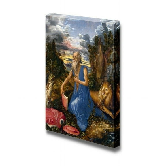 wall26 - St Jerome in The Wilderness by Albrecht Durer - Canvas Print Wall Art Famous Painting Reproduction - 18" x 12"