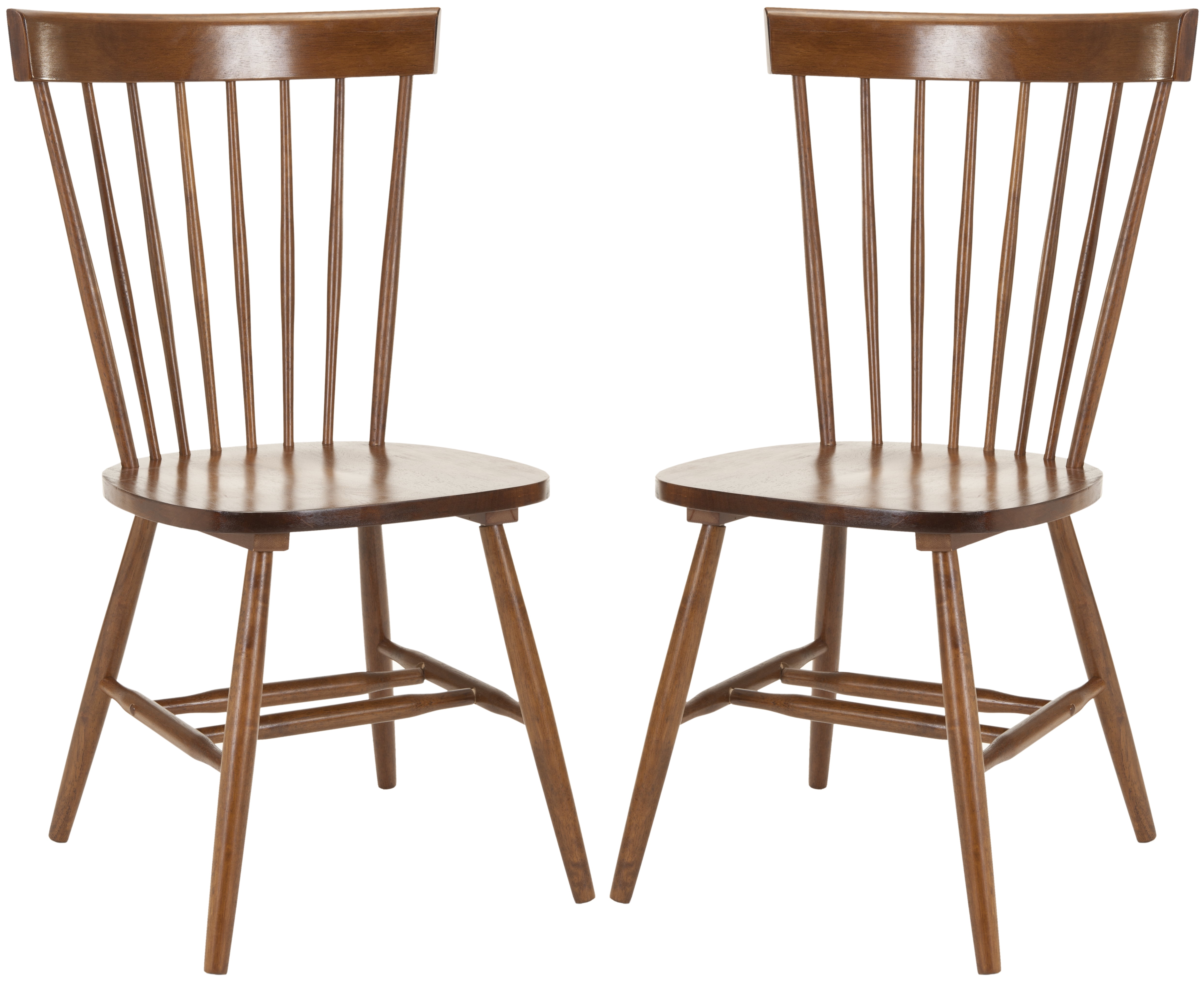 SAFAVIEH Parker Solid 17 in. H Spindle Dining Chair, Dark Oak, Set of 2