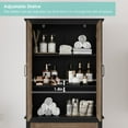 thumbnail image 2 of Homfa Modern Storage Cabinet with Glass Doors, 71'' Kitchen Pantry with Adjustable Shelves, Wood Bookcase, Black & Oak, 2 of 11