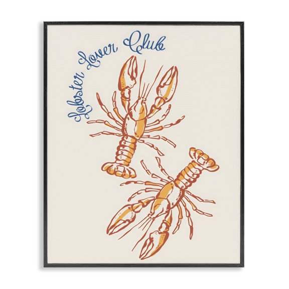 Stupell Industries Traditional Lobster Lover Club Black Framed Giclee Art, 11 x 14, by The Prints Vibe
