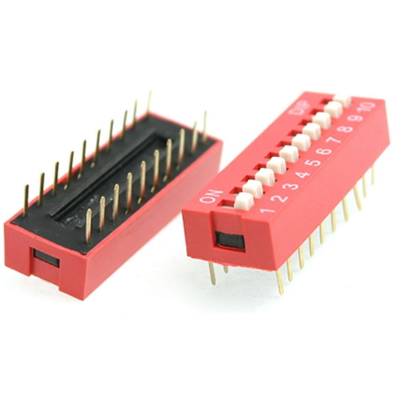 10x Red 2.54mm Pitch 10 Positions 20 Pin DIP Switch 10P