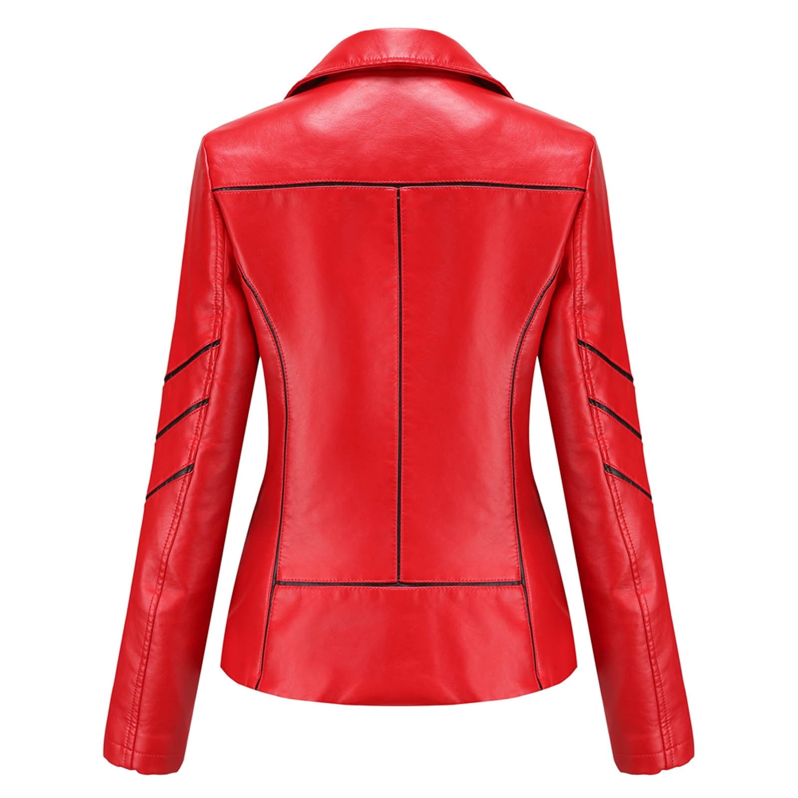 Fjofpr Womens Fall Clothing Womens Plus Size Faux Leather Jackets Long Sleeve Outerwear with Pockets Ladies Casual Solid Lightweight Zipper Coat